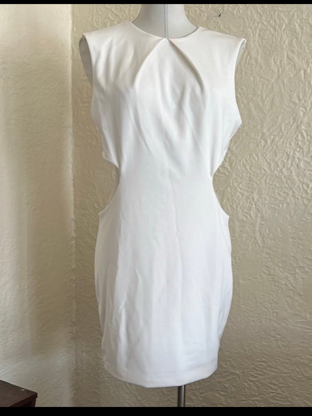 Asos Ivory White Cutout Sides High Neck Sheath Cocktail Dress Nwt 10